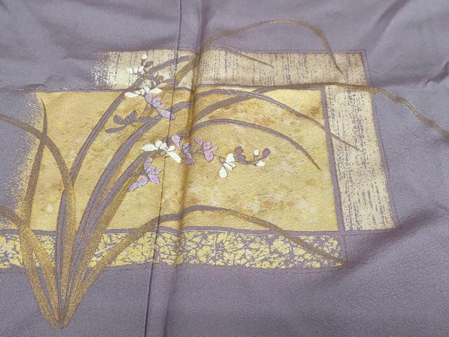 平和屋着物●訪問着　刺繍　草花文　金彩　正絹　逸品　DABC2746ud