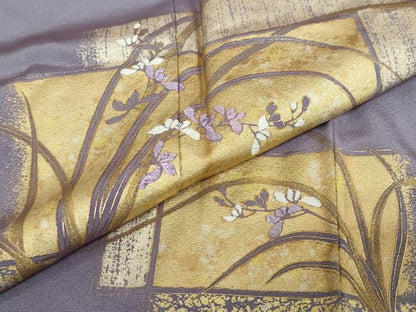 平和屋着物●訪問着　刺繍　草花文　金彩　正絹　逸品　DABC2746ud
