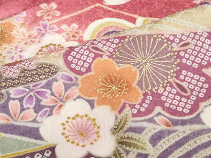 平和屋着物●豪華振袖　駒刺繍　吉祥草花文　暈し染め　金彩　銀通し地　正絹　逸品　DABC2747ud