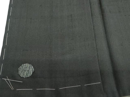 平和屋着物●訪問着　紬地　パッチワーク　花丸文　濡羽色　正絹　逸品　未使用　DABC2751ud