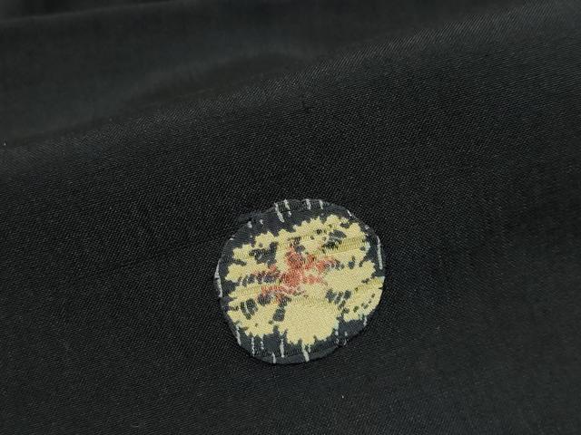 平和屋着物●訪問着　紬地　パッチワーク　花丸文　濡羽色　正絹　逸品　未使用　DABC2751ud
