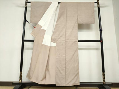 平和屋着物●本場結城紬　重要無形文化財　色無地　梅染色　正絹　逸品　DABC2752ud