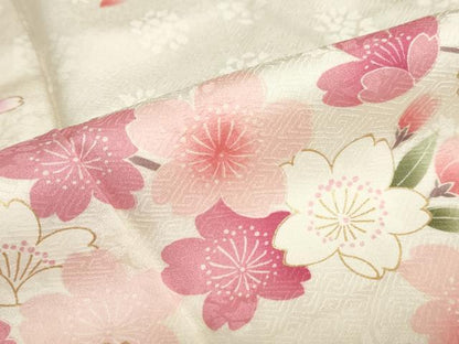 平和屋着物●豪華振袖　駒刺繍　手毬枝垂れ桜文　金彩　正絹　逸品　DABC2755ud