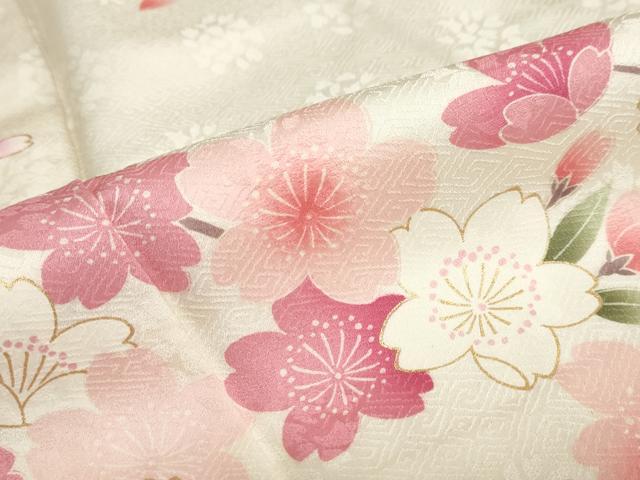 平和屋着物●豪華振袖　駒刺繍　手毬枝垂れ桜文　金彩　正絹　逸品　DABC2755ud