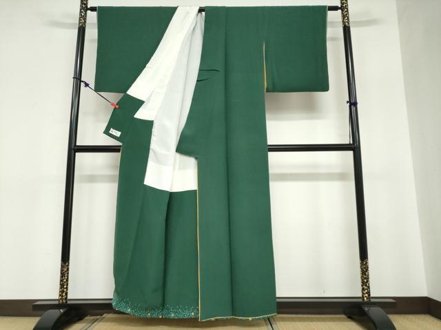 平和屋着物●訪問着　舞桜文　鉄色　金通し地　やまと誂製　十二単風　正絹　逸品　DABC2758ud