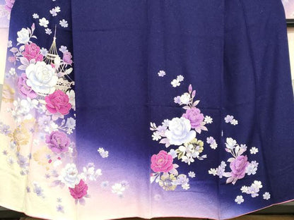 平和屋着物●豪華振袖　草花文　暈し染め　金彩　銀通し地　やまと誂製　正絹　逸品　DABC2763ud