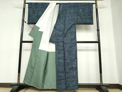 平和屋着物●本場大島紬　7マルキ　抽象文様　正絹　逸品　DABC2765ud