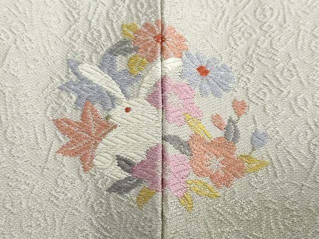 平和屋着物●訪問着　お召地　唐織　草花文　跳兎　正絹　逸品　DABC2767ud