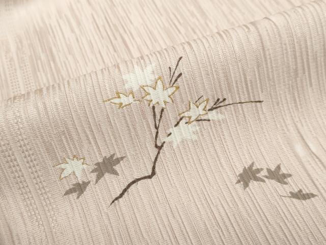 平和屋着物●訪問着　駒刺繍　ふくれ織　松皮菱草花文　金彩　正絹　逸品　DABC2768ud