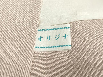 平和屋着物●訪問着　駒刺繍　ふくれ織　松皮菱草花文　金彩　正絹　逸品　DABC2768ud