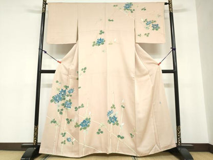 平和屋着物●訪問着　友禅　作家物　朝顔　正絹　逸品　DABC2769ud