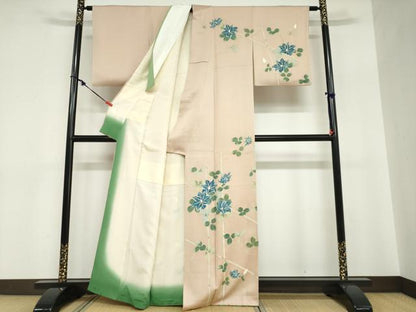 平和屋着物●訪問着　友禅　作家物　朝顔　正絹　逸品　DABC2769ud