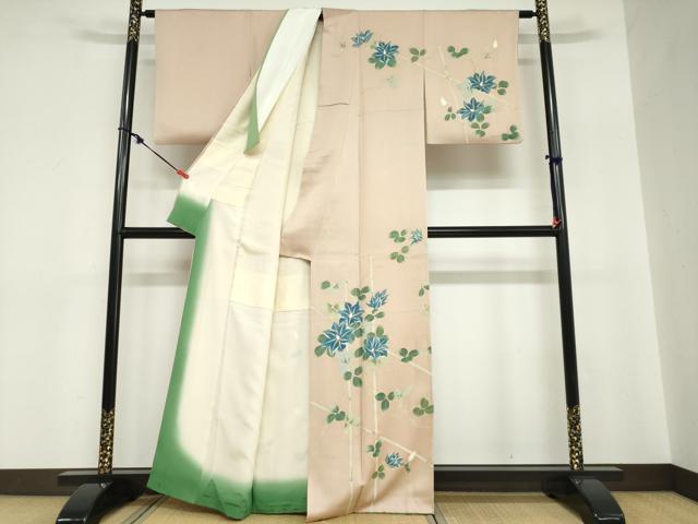 平和屋着物●訪問着　友禅　作家物　朝顔　正絹　逸品　DABC2769ud