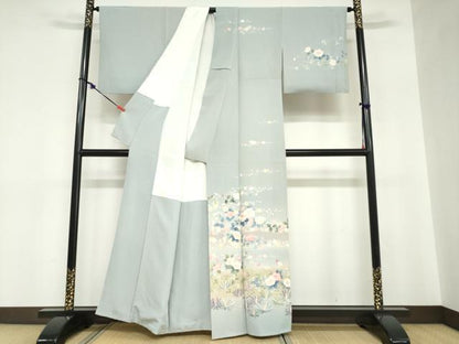 平和屋着物●訪問着　友禅　草花文　暈し染め　正絹　逸品　DABC2770ud
