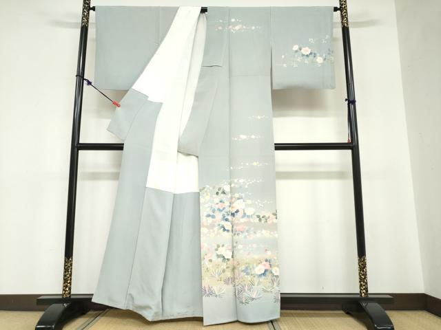 平和屋着物●訪問着　友禅　草花文　暈し染め　正絹　逸品　DABC2770ud