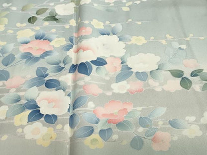 平和屋着物●訪問着　友禅　草花文　暈し染め　正絹　逸品　DABC2770ud