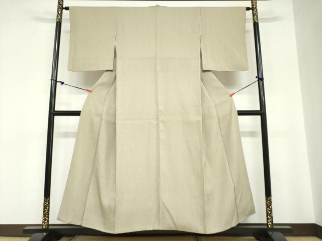 平和屋着物●上質なお召　柳茶御召　縞　反端付き　正絹　逸品　DABC2771ud