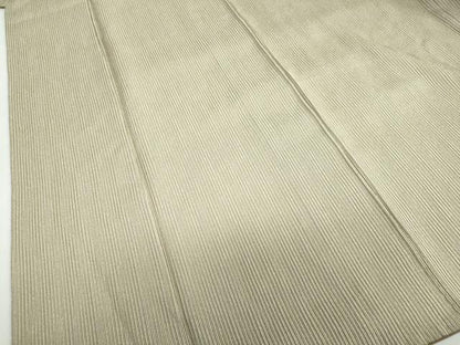 平和屋着物●上質なお召　柳茶御召　縞　反端付き　正絹　逸品　DABC2771ud