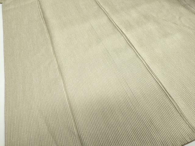 平和屋着物●上質なお召　柳茶御召　縞　反端付き　正絹　逸品　DABC2771ud