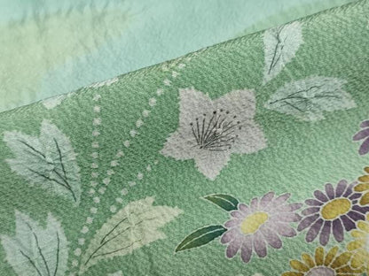 平和屋着物●訪問着　絞り　流水草花文　暈し染め　正絹　逸品　未使用　DABC2772ud