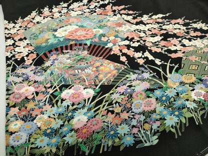 平和屋着物●本加賀友禅作家　佐藤潤　黒留袖　扇面にながれ梅　正絹　逸品　未使用　DABC2773ud