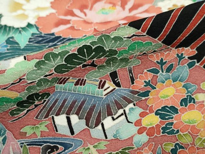 平和屋着物●本加賀友禅作家　佐藤潤　黒留袖　扇面にながれ梅　正絹　逸品　未使用　DABC2773ud