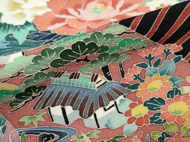 平和屋着物●本加賀友禅作家　佐藤潤　黒留袖　扇面にながれ梅　正絹　逸品　未使用　DABC2773ud