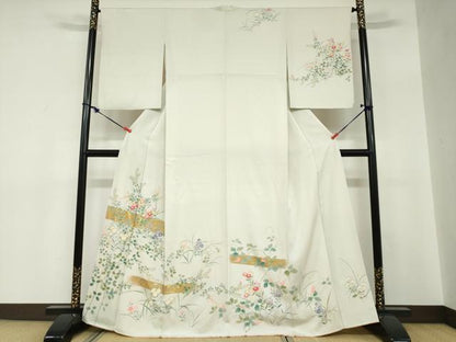 平和屋着物●訪問着　草花文　金彩　正絹　逸品　\DABC2774ud