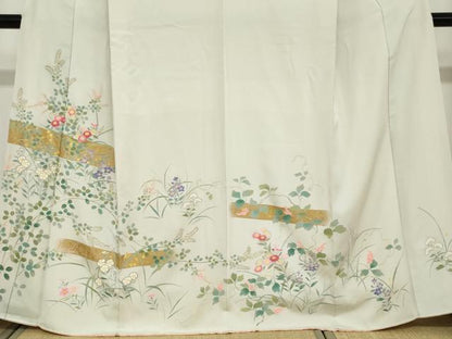 平和屋着物●訪問着　草花文　金彩　正絹　逸品　\DABC2774ud