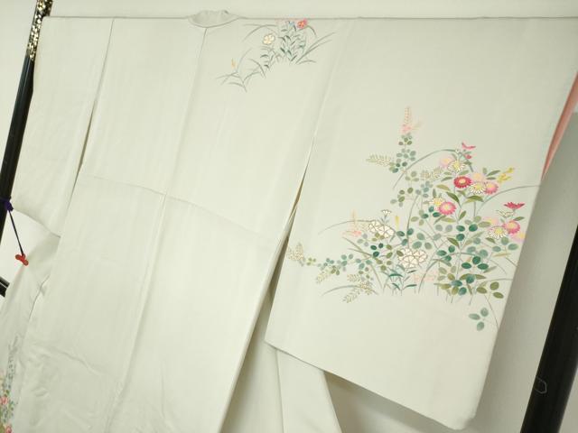 平和屋着物●訪問着　草花文　金彩　正絹　逸品　\DABC2774ud