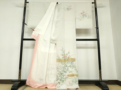 平和屋着物●訪問着　草花文　金彩　正絹　逸品　\DABC2774ud