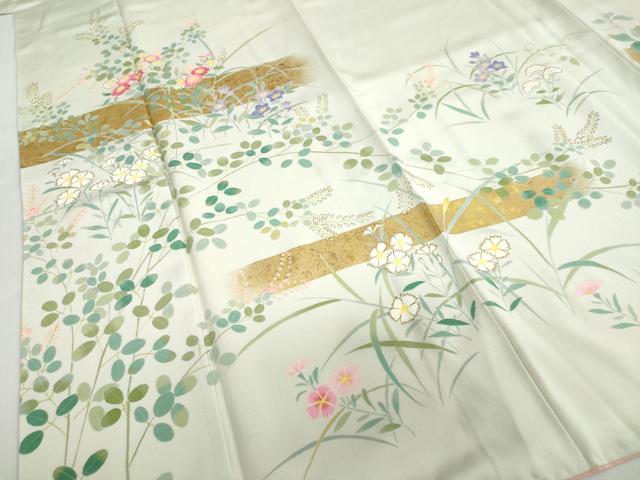 平和屋着物●訪問着　草花文　金彩　正絹　逸品　\DABC2774ud
