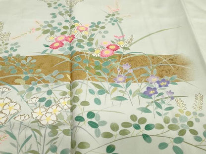 平和屋着物●訪問着　草花文　金彩　正絹　逸品　\DABC2774ud