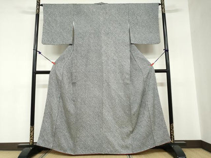 平和屋着物●大変加工の良い総絞り小紋　黒地　正絹　逸品　DABC2775ud