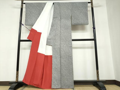 平和屋着物●大変加工の良い総絞り小紋　黒地　正絹　逸品　DABC2775ud