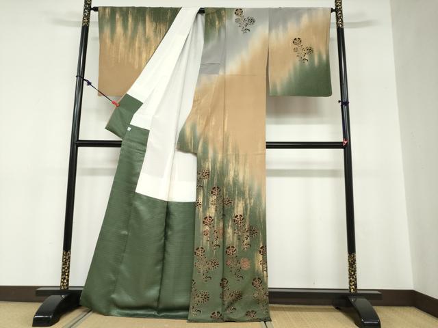 平和屋着物●訪問着　LANVINPARIS　洋花文　金彩　鈴乃屋扱い　正絹　逸品　DABC2778ud