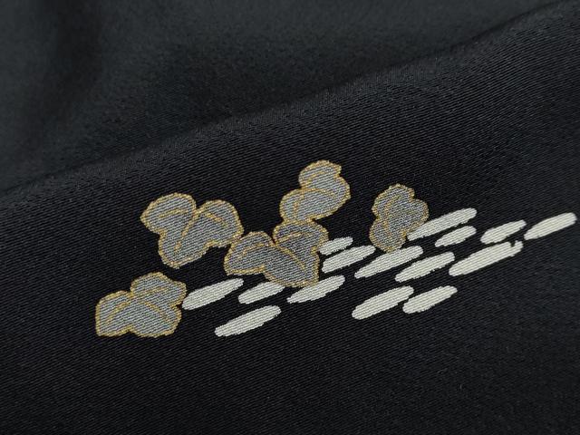 平和屋着物●上質な小紋　草花文　蛍暈し　黒地　金彩　正絹　逸品　DABC2779ud