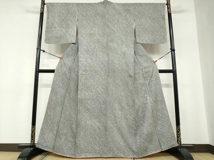 平和屋着物●大変加工の良い総絞り小紋　黒地　正絹　逸品　DABC2781ud