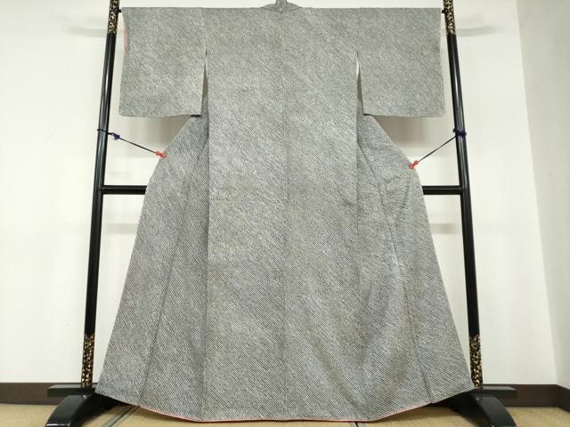平和屋着物●大変加工の良い総絞り小紋　黒地　正絹　逸品　DABC2781ud
