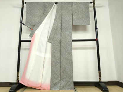 平和屋着物●大変加工の良い総絞り小紋　黒地　正絹　逸品　DABC2781ud