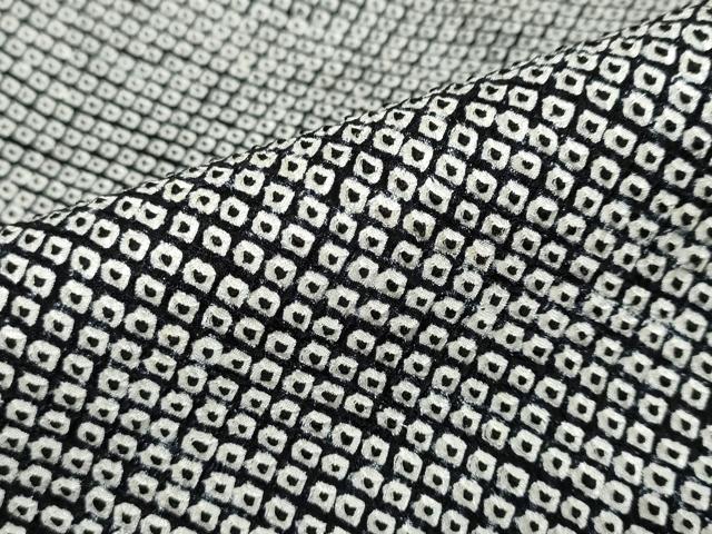 平和屋着物●大変加工の良い総絞り小紋　黒地　正絹　逸品　DABC2781ud