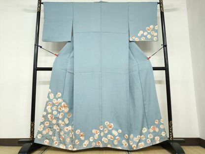 平和屋着物●訪問着　雪輪草花文　金彩　正絹　逸品　DABC2782ud
