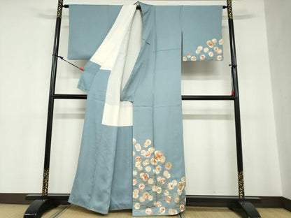 平和屋着物●訪問着　雪輪草花文　金彩　正絹　逸品　DABC2782ud