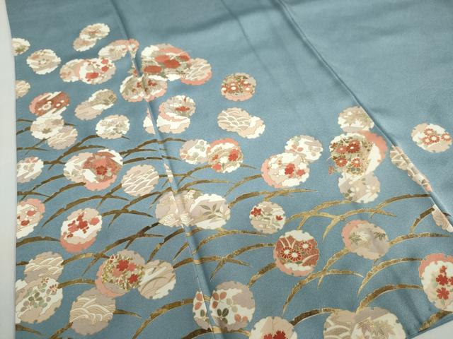 平和屋着物●訪問着　雪輪草花文　金彩　正絹　逸品　DABC2782ud