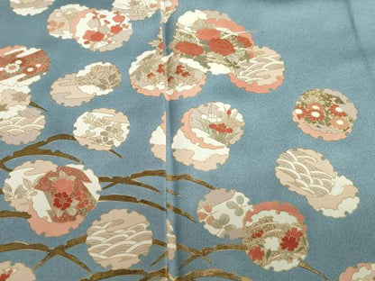 平和屋着物●訪問着　雪輪草花文　金彩　正絹　逸品　DABC2782ud