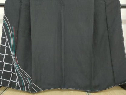 平和屋着物●訪問着　絞り　抽象文様　黒地　正絹　逸品　未使用　DABC2783ud