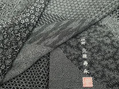 平和屋着物●小紋師　北原寿永　江戸小紋　百柄　黒地　正絹　逸品　DABC2784ud