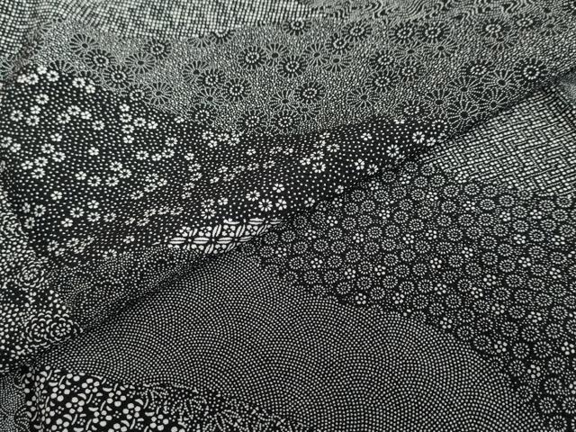 平和屋着物●小紋師　北原寿永　江戸小紋　百柄　黒地　正絹　逸品　DABC2784ud
