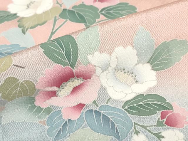 平和屋着物●訪問着　友禅　流水草花文　暈し染め　正絹　逸品　未使用　DABC2785ud