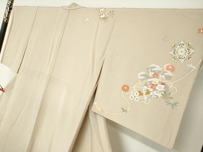 平和屋着物●訪問着　駒刺繍　楽器草花文　金彩　正絹　逸品　DABC2786ud
